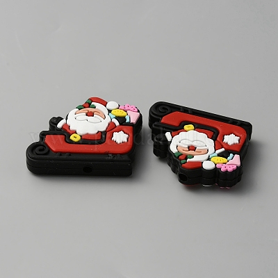 Сани с дедом морозом рождественские силиконовые бусины SIL-SZC0003-01-1