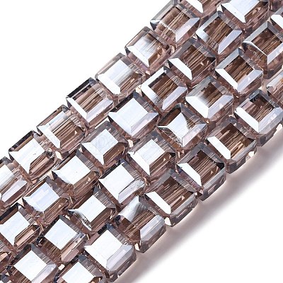 Стеклянные бусины с гальваническим покрытием  EGLA-H108-01A-PL03-1