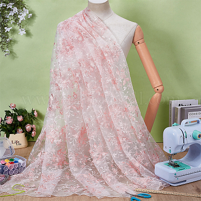 Кружевная ткань из полиэстера с цветочным узором DIY-WH0591-145-1