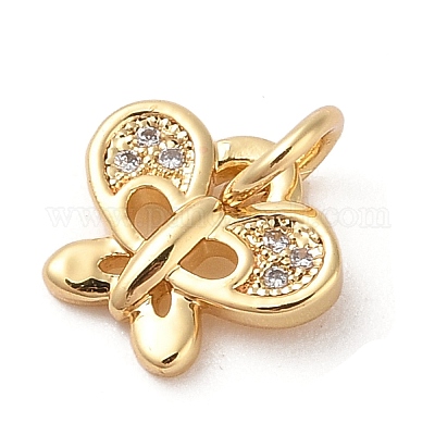 Латунные микропаве прозрачные подвески с фианитом ZIRC-P121-04G-1