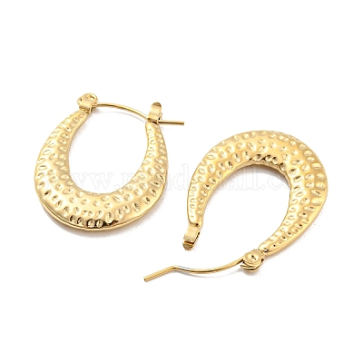 Серьги-кольца из нержавеющей стали 304 с текстурой слезы для женщин EJEW-C067-06G-1