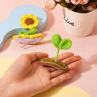 2 шт. 2 стиля заколки для волос из вязаной шерсти ручной работы&nbsp;AJEW-TA0001-59-1