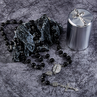 Ожерелья из сплава АБС-пластика с круглыми бусинами и подвесками HJEW-DC00069-1