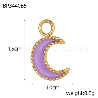 Подвески в виде лунных шармов из нержавеющей стали 304 с эмалью STAS-OY004-08G-1