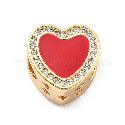 Стойка покрытие латунь с кубическим цирконием европейские бусины и эмаль KK-Q017-09A-G-1