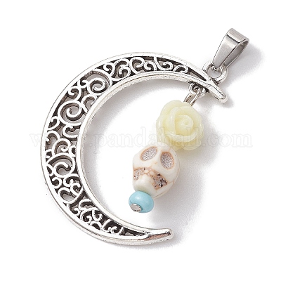 Подвески с черепом из синтетической бирюзы на Хэллоуин PALLOY-JF02650-02-1