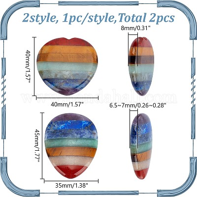 2 шт. 2 стиля чакра натуральные драгоценные камни фигурки AJEW-AR0001-89-1