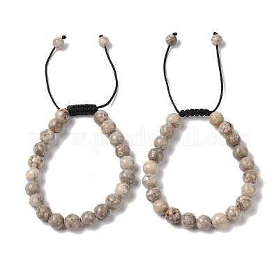 Браслеты из круглых бусин из натурального майфанита диаметром 8 мм. BJEW-C067-01B-06-1