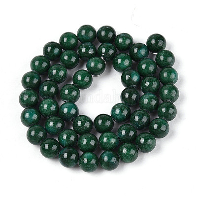 Нити круглых бусин из натурального окрашенного нефрита машан G-T139-8mm-67F-1