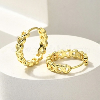 Серьги-кольца из латуни с прозрачным фианитом EJEW-M047-18G-1