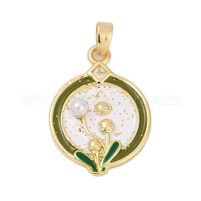 Латунные микро проложить кубического циркония подвески KK-U068-06G-1