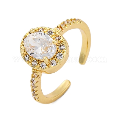 Кольца-манжеты для пальцев с покрытием из латуни с микропаве из прозрачного кубического циркония для женщин RJEW-M028-10G-1