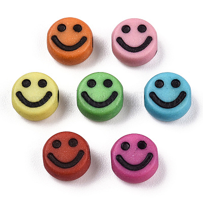 Smiley Face Round Beads, Acrylic Beads,Happy Face Beads, Plastic Round Beads  7mm