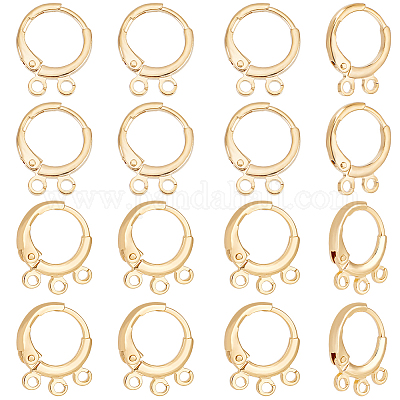 20 шт. 2-х стилевые латунные серьги-кольца с фурнитурой KK-BBC0007-55G-1