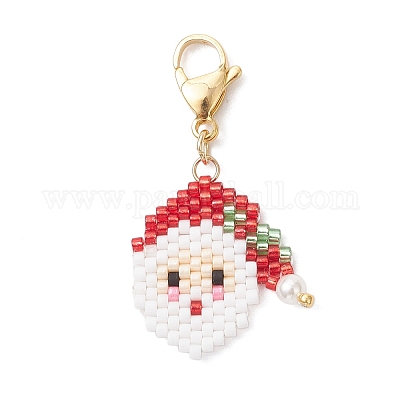 Подвесные украшения из стеклянных бусинок на рождественскую тематику HJEW-MZ00341-01-1