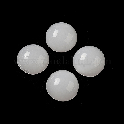 ガラスカボション  天然石風  半円  ホワイト  10x5mm&nbsp;GLAA-B017-07B-01-1