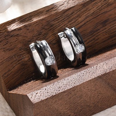 Серьги из нержавеющей стали 304 с кубическим цирконием и эмалью EJEW-M001-19P-1