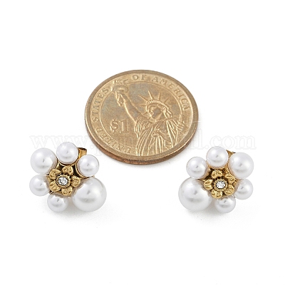 Серьги-гвоздики в форме цветка из нержавеющей стали 304 с ионным покрытием (IP) EJEW-A119-03G-1