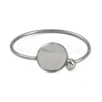 Заготовки для браслетов из нержавеющей стали 304 с плоскими круглыми деталями STAS-Z088-01P-03-1