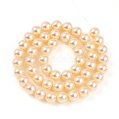 УФ-покрытие перламутровые стеклянные жемчужные бусины нити GLAA-F128-01B-T6-1