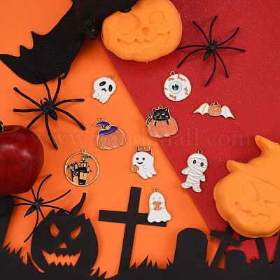 28шт 14 стиля хэллоуин тема сплава эмаль подвески ENAM-SZ0001-63LG-1