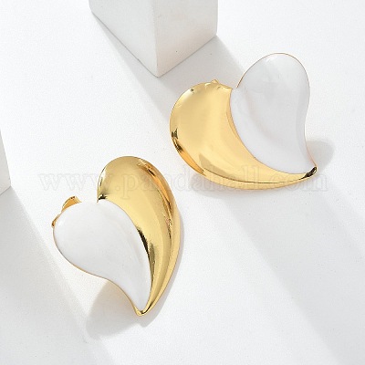 Серьги-гвоздики в форме сердца из нержавеющей стали 304 EJEW-A130-01G-04-1