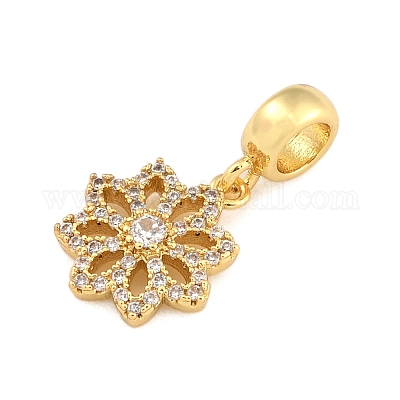 Латунные микропаве прозрачные кубические цирконии цветы европейские подвески шармы KK-Z110-01G-1