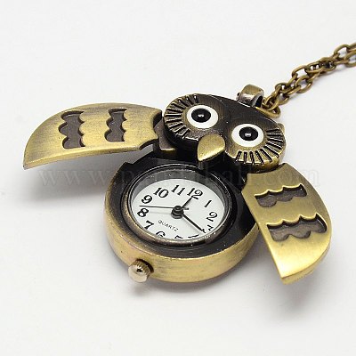 In lega di bronzo antico ciondolo apribile collane orologio da tasca  d'epoca con catene di ferro all'ingrosso - It.Pandahall.com