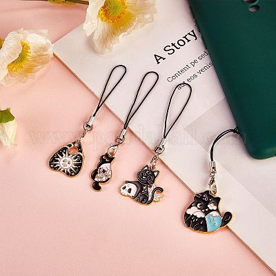 Подвеска из сплава эмали в виде сердца и кошки HJEW-SW00040-1