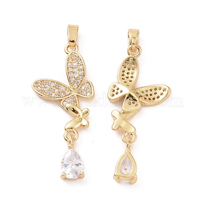 Латунные микропаве прозрачные подвески с фианитом KK-E068-VC412-1