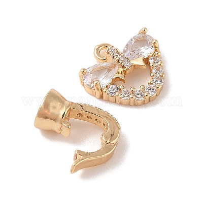 Раскладывающиеся застежки из золотистой латуни с микропаве из циркония KK-B100-037G-1