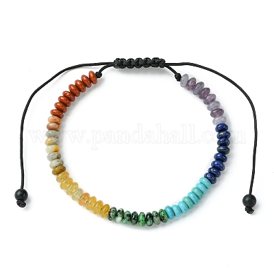 Bulk-buy Natural Stone Beads Braided Chakra Bracelet Adjustable