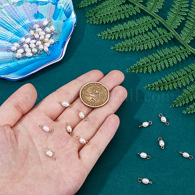 40 шт. 2 цвета натуральный культивированный пресноводный жемчуг звенья соединительные подвески PALLOY-DC00035-1