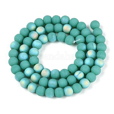 Нити из матовых непрозрачных стеклянных бусин GLAA-T032-P6mm-MBB12A-1