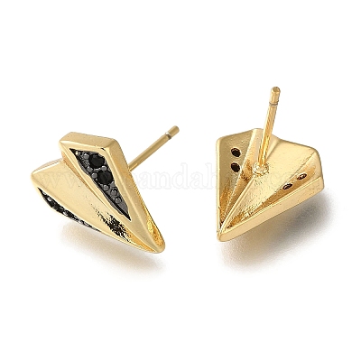 Серьга-гвоздик из латуни с микропаве из кубического циркония EJEW-C101-03G-1