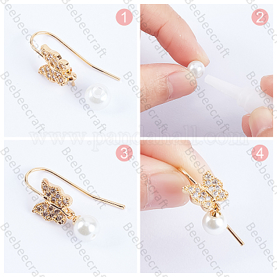 8 шт. 4 стильных латунных крючка для сережек с микропаве из кубического циркония KK-BBC0004-31-1