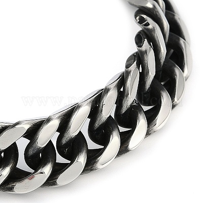 Bracciale Uomo Acciaio Inox 316L - Catena Cubana Larga 9x4mm - Lunghezza 9 Pollici - H&J Jewelry