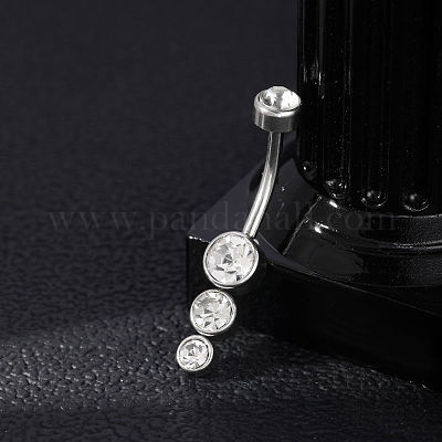 Кольца для пупка в форме штанги из нержавеющей стали 304 с прозрачным кубическим цирконием AJEW-D306-03P-05-1