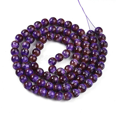 Выпечка окрашенные стеклянные бусины пряди DGLA-N008-10mm-03-1