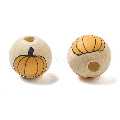 Хэллоуин напечатанный схима деревянные европейские бусины WOOD-G023-07C-1