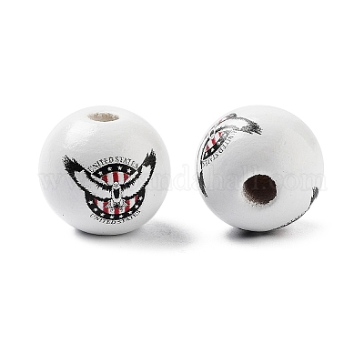 Тема Дня независимости деревянные европейские бусы WOOD-M011-07F-1