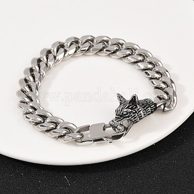 Браслеты из кубинской цепи из нержавеющей стали 304 для мужчин BJEW-I321-01ASP-1