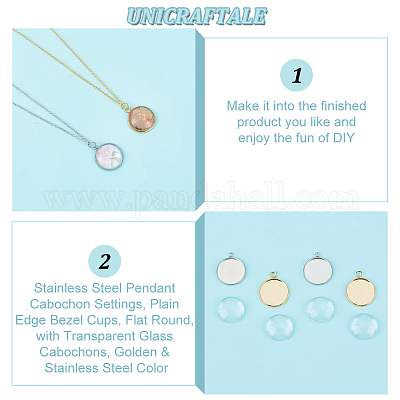 40 шт. подвеска-кабошон из нержавеющей стали 304 двух цветов STAS-UN0053-66-1