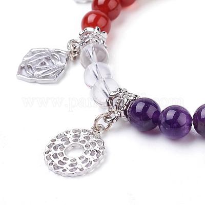 Природных драгоценных камней шарм браслеты BJEW-P179-06-1