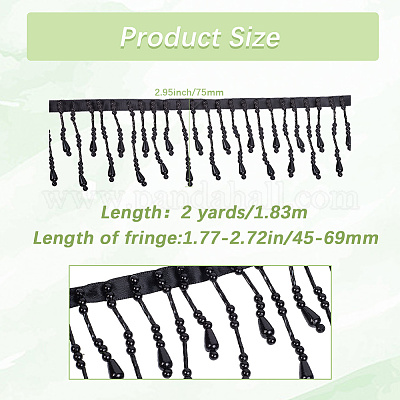 2 ярд полиэстера с пластиковыми бусинами-кисточками в виде искусственных жемчужин OCOR-GF0004-99B-1