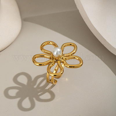 Кольца-манжеты в европейском стиле из нержавеющей стали 304 с полыми цветами для женщин ST2158-2-1