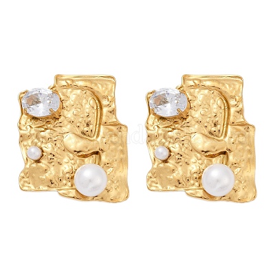 Серьги-гвоздики из нержавеющей стали 304 с кубическим цирконием EJEW-Z110-03G-01-1