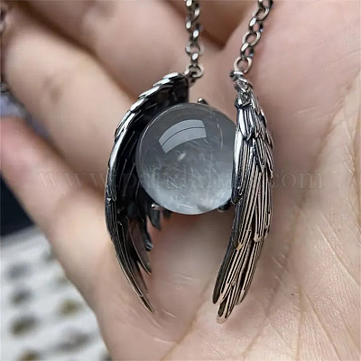 Ожерелья с подвесками в виде крыльев ангела из сплава со стеклянными сферами FS-WGA1663-01-1