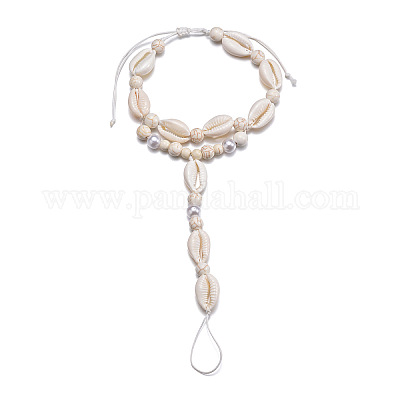 Браслеты на ногу с регулируемым кольцом для большого пальца ноги в стиле бохо с натуральными ракушками каури FS-WG56DB4-01-1