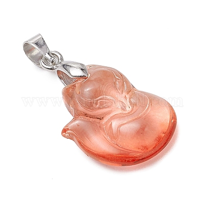 Лиса градиент цвета краска для выпечки прозрачные стеклянные подвески PALLOY-JF03271-02-1